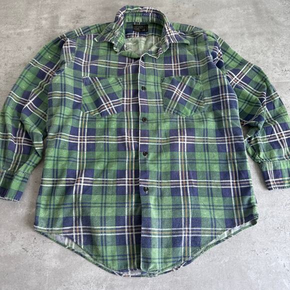 Vintage 70s JCPenny flannel button up shirt 100% cotton mens size medium - Picture 1 of 12